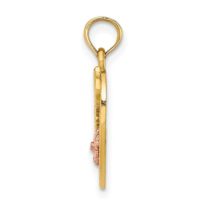 Lovely Rita's Pendants & Charms 10K Two-Tone Gold Solid Polished Medium #1 Mother in Heart Charm