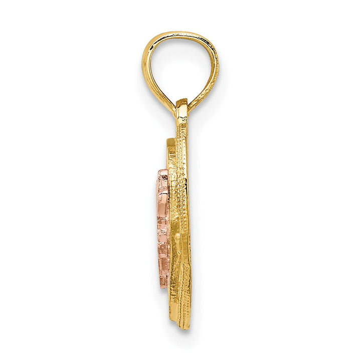 Lovely Rita's Pendants & Charms 10K Two-Tone Gold Solid Polished Medium MOM in Heart Charm
