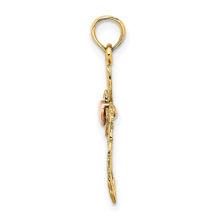 Lovely Rita's Pendants & Charms 10K Two-Tone Gold Solid Polished Medium Cross with Heart Center Charm