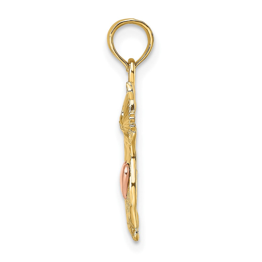Lovely Rita's Pendants & Charms 10K Two-Tone Gold Solid Polished Medium Cat with Heart Charm