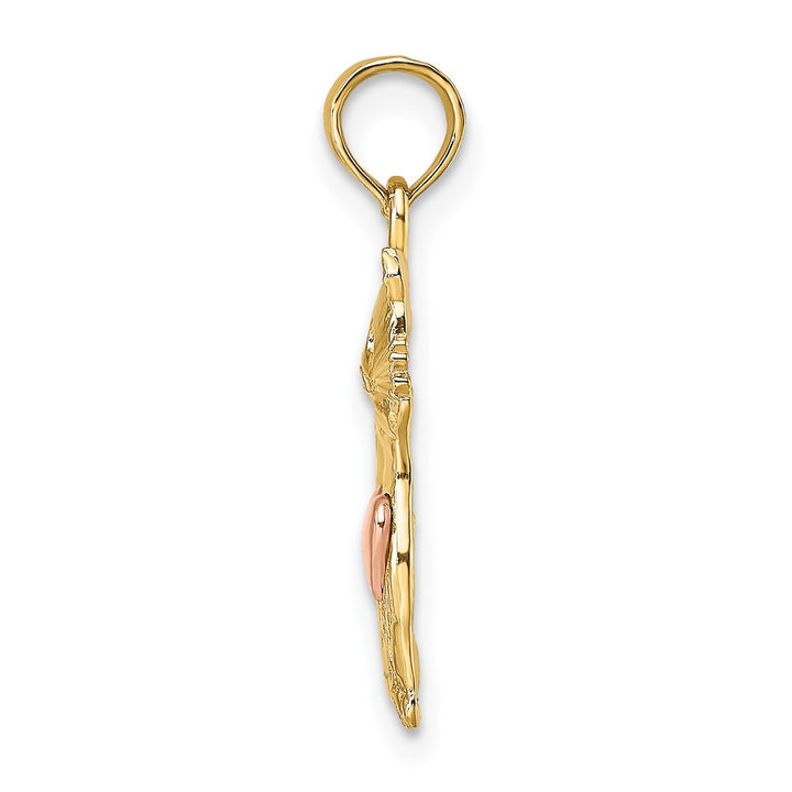 Lovely Rita's Pendants & Charms 10K Two-Tone Gold Solid Polished Medium Cat with Heart Charm