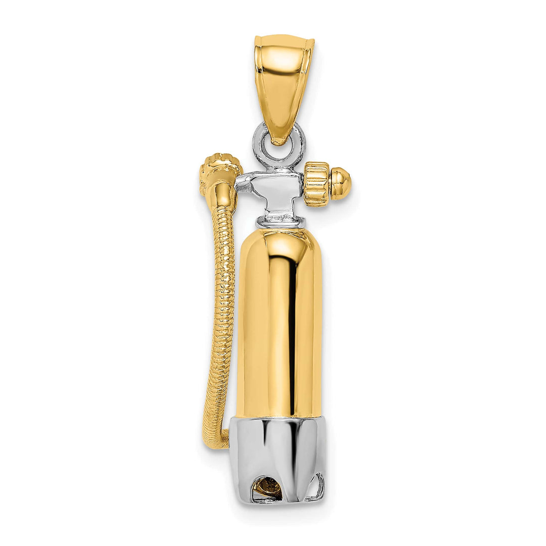 10K Yellow Gold 3-D Single Scuba Tank with Hose Charm
