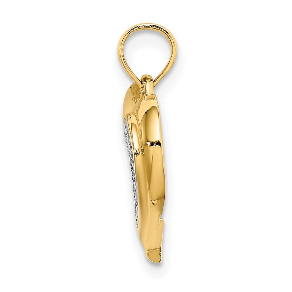 10K Yellow Gold Solid Polished and Textured Small Heart Charm