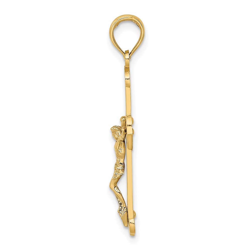 Lovely Rita's Pendants & Charms 10K Two-Tone Gold Solid Polished Textured Large Crucifix Charm