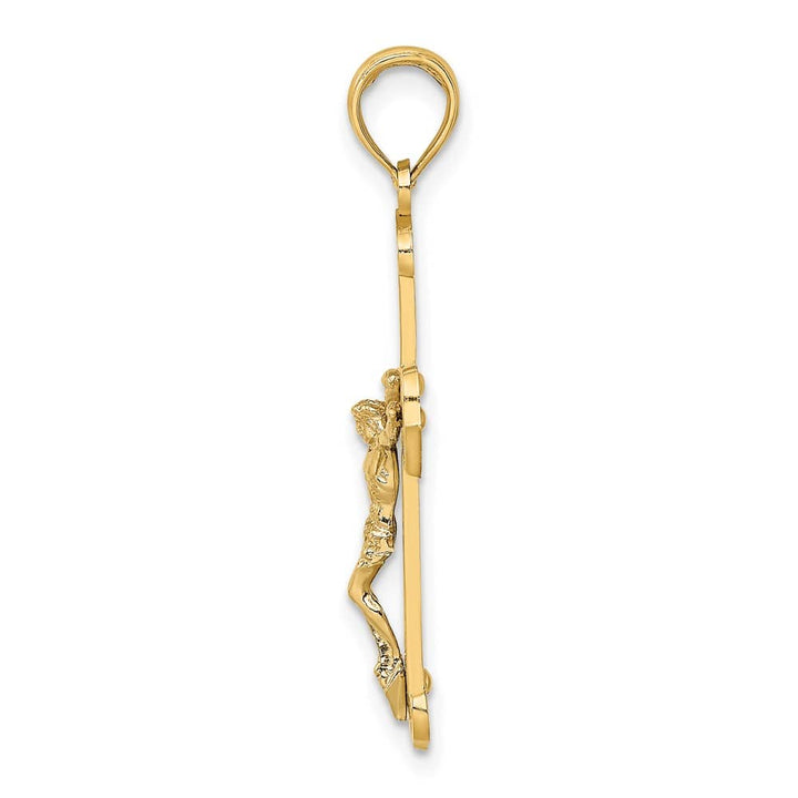 Lovely Rita's Pendants & Charms 10K Two-Tone Gold Solid Polished Textured Large Crucifix Charm