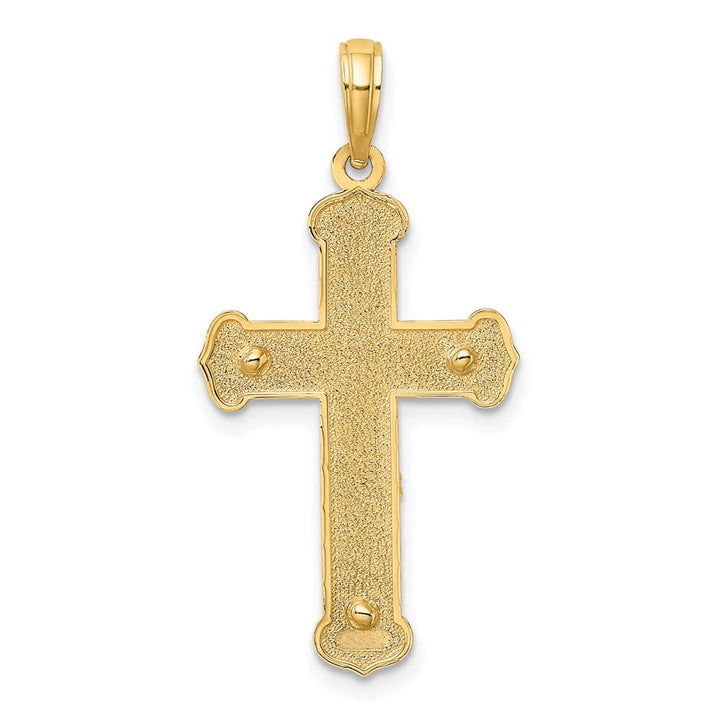 Lovely Rita's Pendants & Charms 10K Two-Tone Gold Solid Polished Textured Large Crucifix Charm