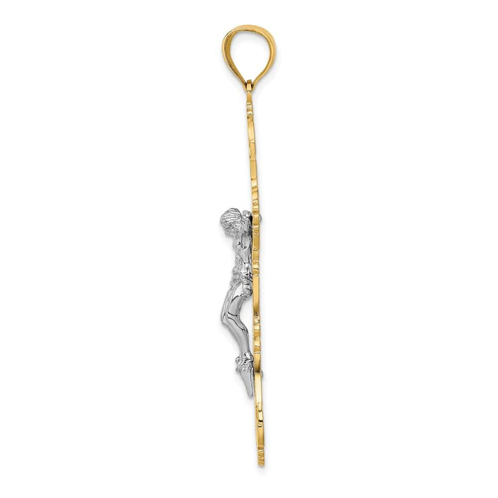 Lovely Rita's Pendants & Charms 10K Yellow Gold Solid Polished Extra Large Fleur de Lis Crucifix Charm