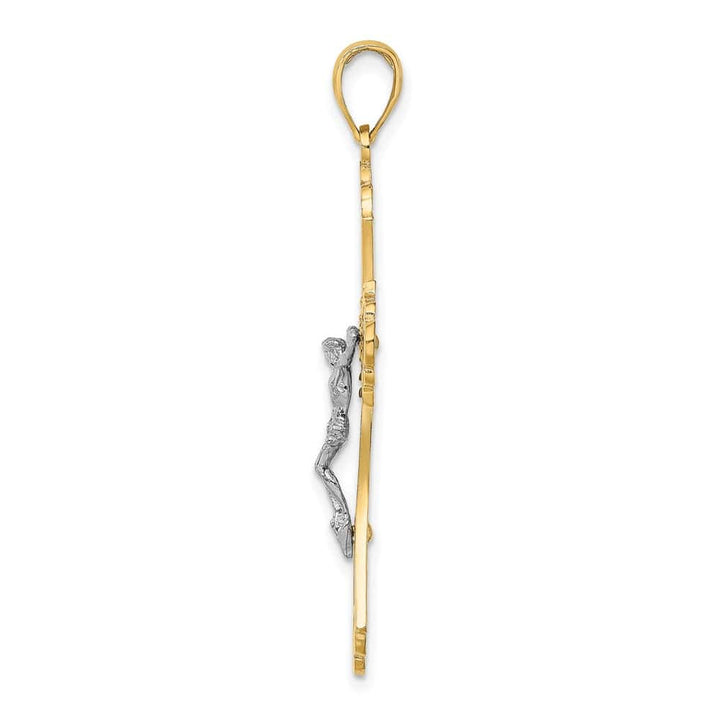 Lovely Rita's Pendants & Charms 10K Two-Tone Gold Polished Extra Large Cut-Out Budded Crucifix Charm