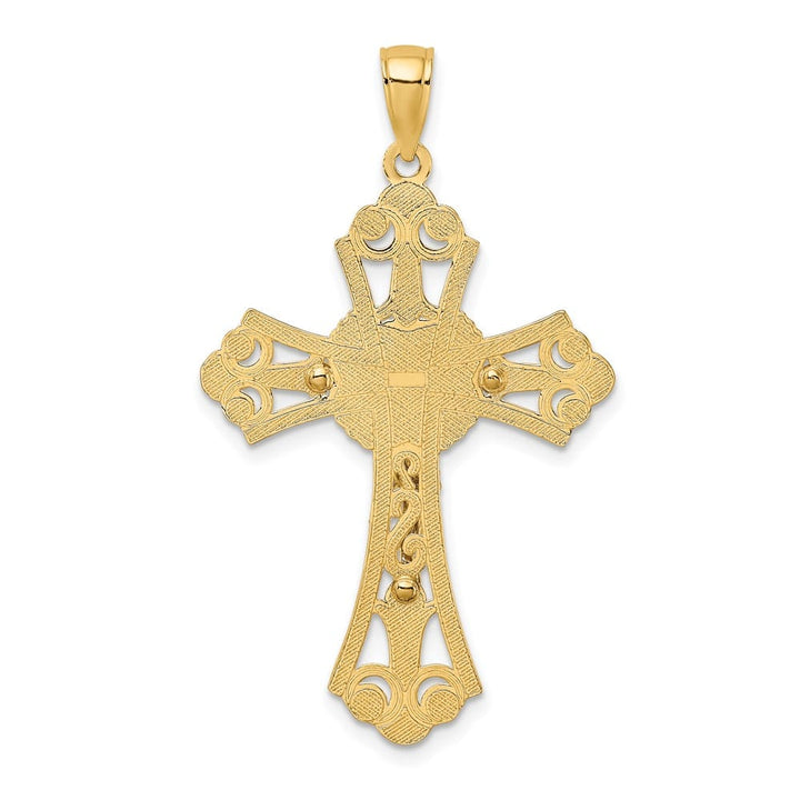 Lovely Rita's Pendants & Charms 10K Two-Tone Gold Polished Extra Large Cut-Out Budded Crucifix Charm
