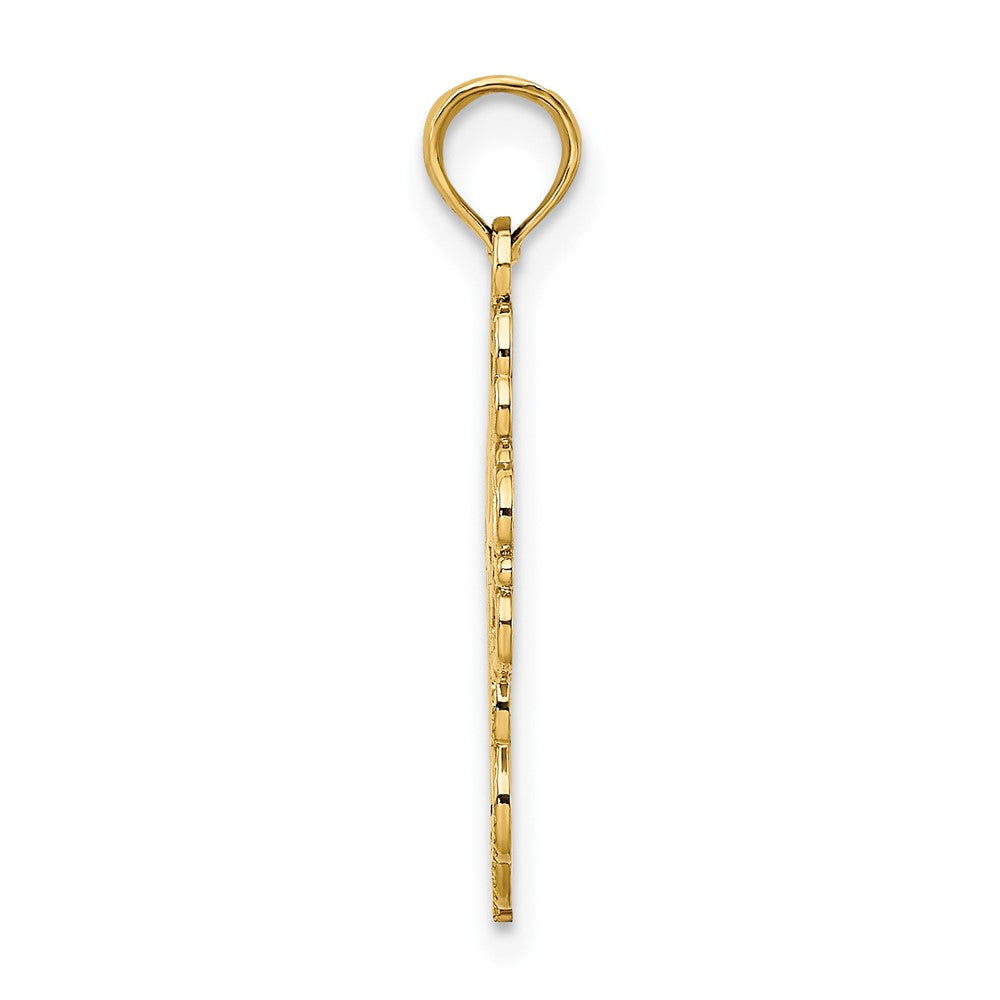 Lovely Rita's Pendants & Charms 10K Yellow Gold Solid Polished Medium Beaded Lace Trim Cross Charm