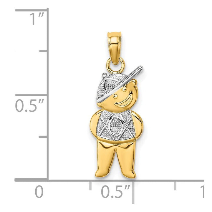 10K Yellow Gold Solid Polished Textured Medium Boy Charm