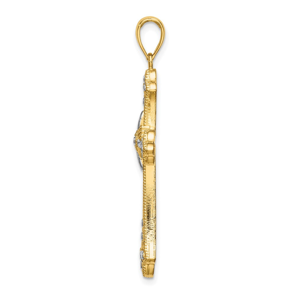 Lovely Rita's Pendants & Charms 10K Yellow Gold Solid Polished D.C. Large Edges Budded Cross Pendant