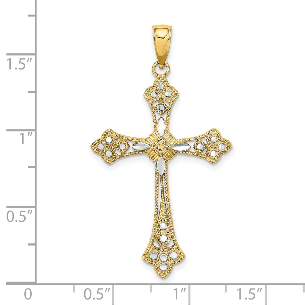 Lovely Rita's Pendants & Charms 10K Yellow Gold Solid Polished D.C. Large Edges Budded Cross Pendant