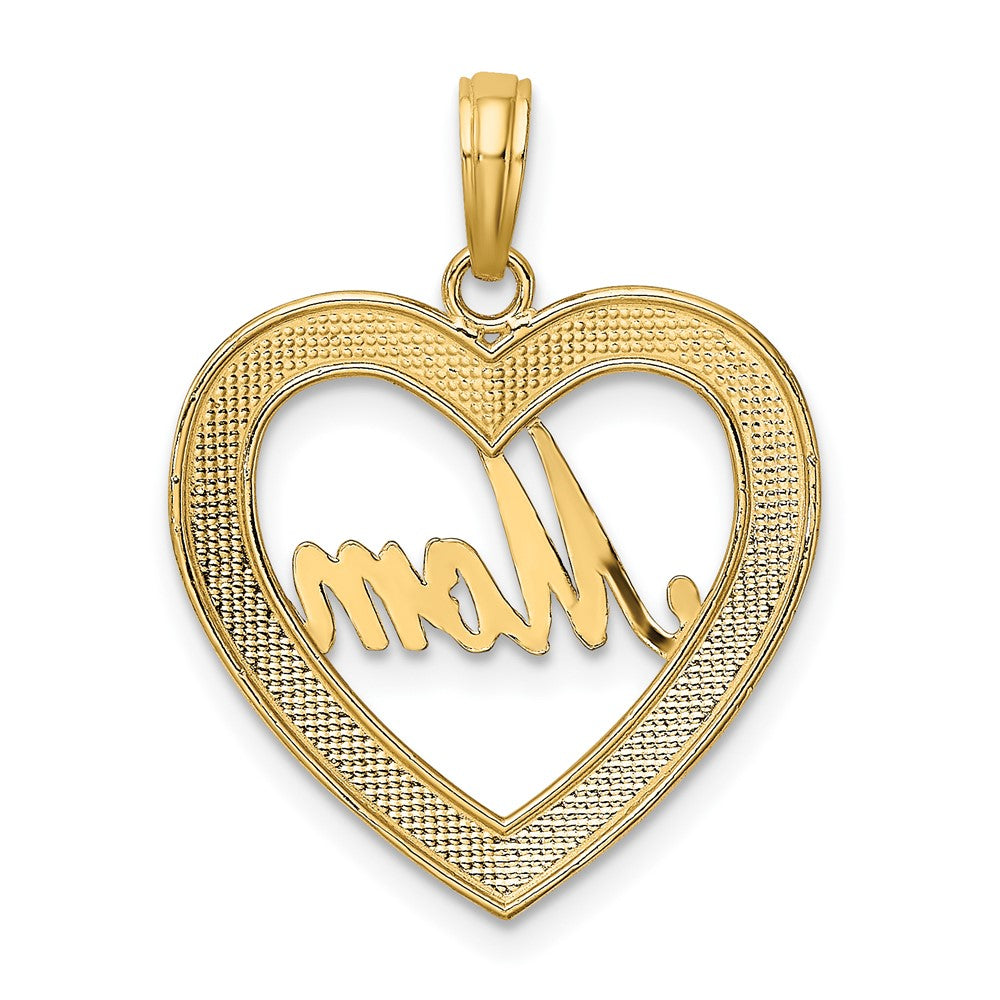 Lovely Rita's Pendants & Charms 10K Yellow Gold Solid Polished D.C. Medium Heart Frame MOM Charm