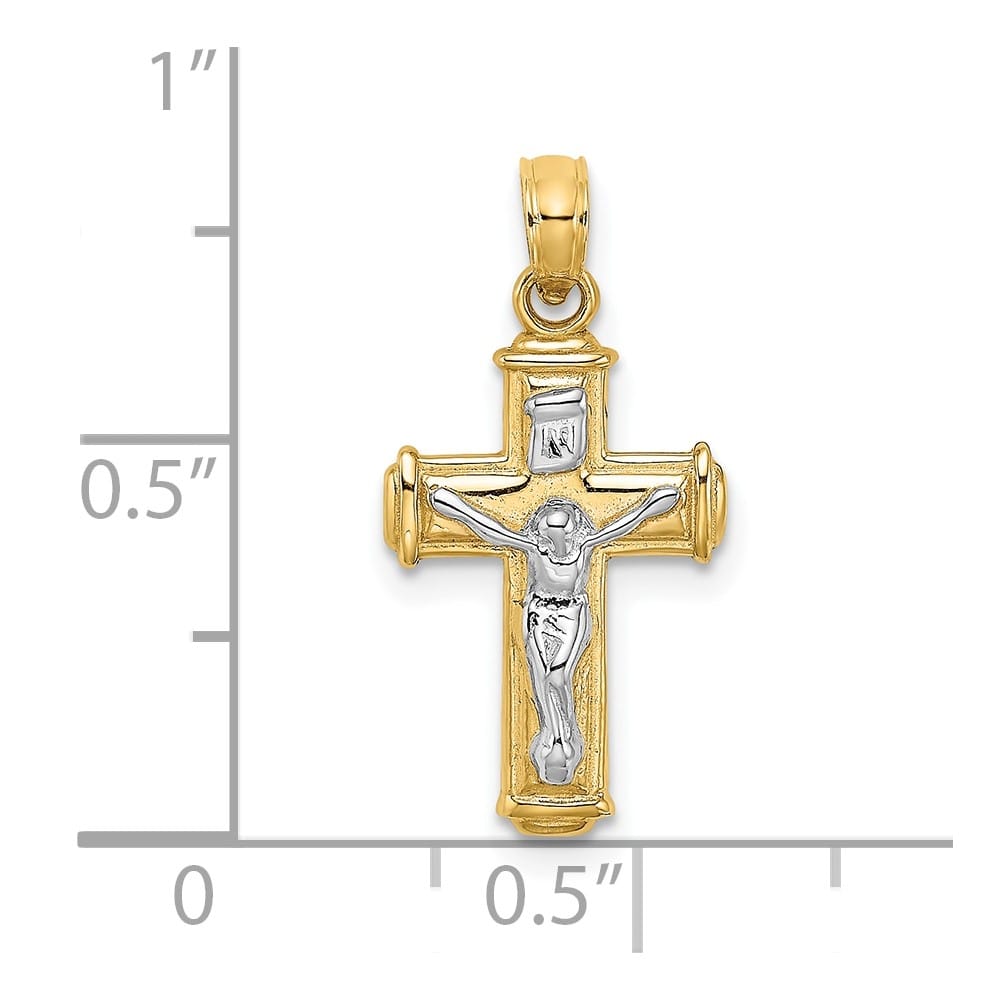 Lovely Rita's Pendants & Charms 10K Yellow Gold Solid Polished Medium Block Crucifix INRI Charm
