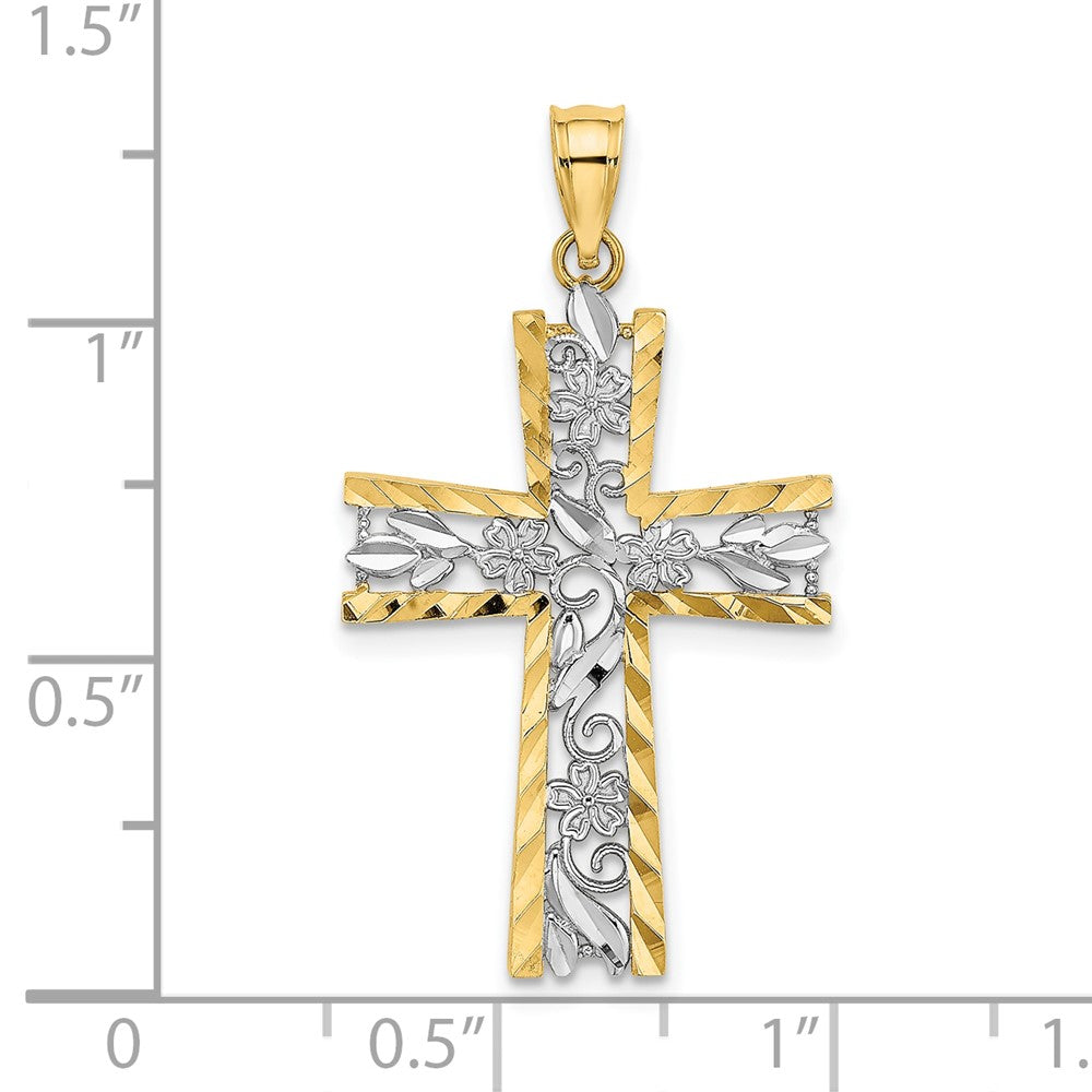 Lovely Rita's Pendants & Charms 10K Yellow Gold Polished D.C. Medium Flower Design Latin Cross Charm
