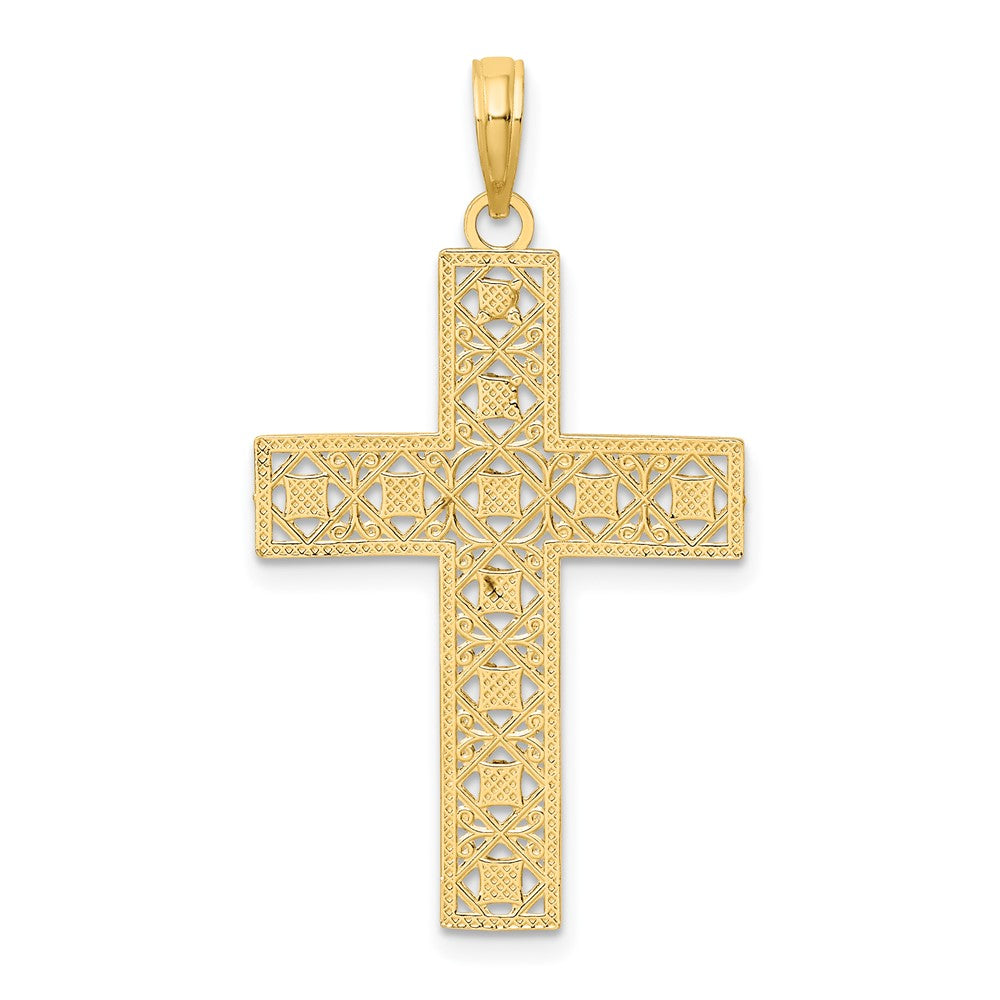 Lovely Rita's Pendants & Charms 10K Yellow Gold Polished D.C. and Cut-Out Large Latin Cross Charm