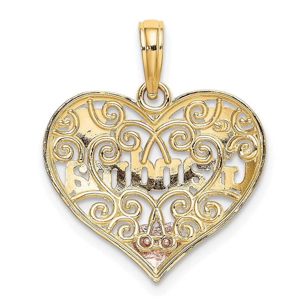 Lovely Rita's Pendants & Charms 10K Two-Tone Gold Polished Medium GRANDMA Filigree Heart Charm