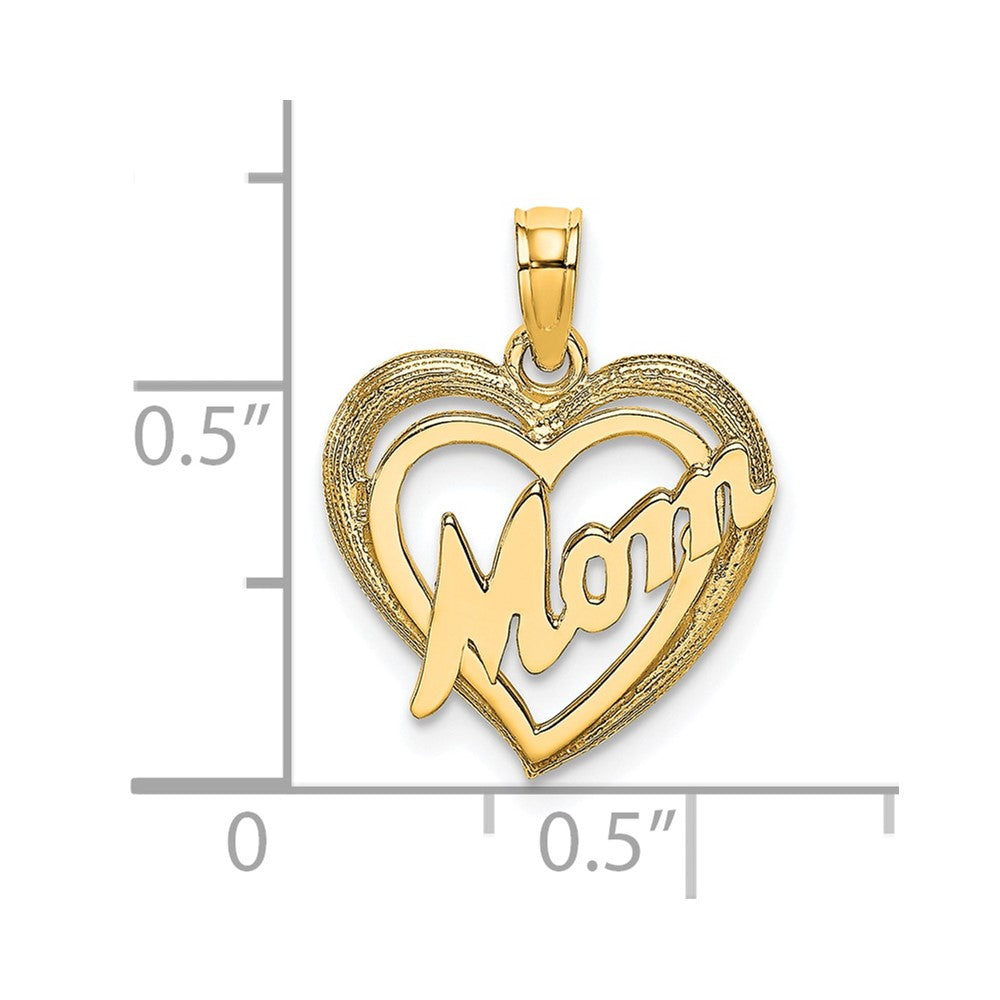 Lovely Rita's Pendants & Charms 10K Yellow Gold Solid Polished Medium MOM Inside Heart Charm