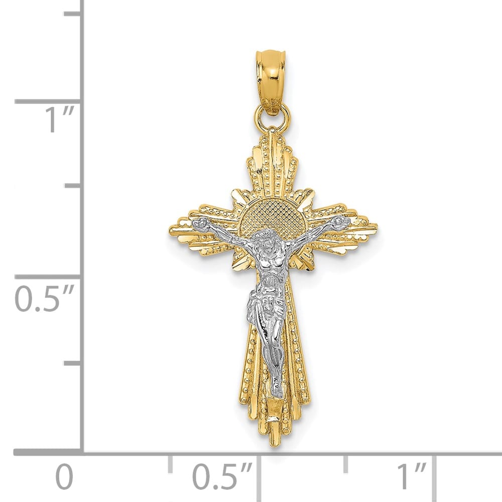 Lovely Rita's Pendants & Charms 10K Two-Tone Gold Solid Polished D.C. Large Crucifix Pendant