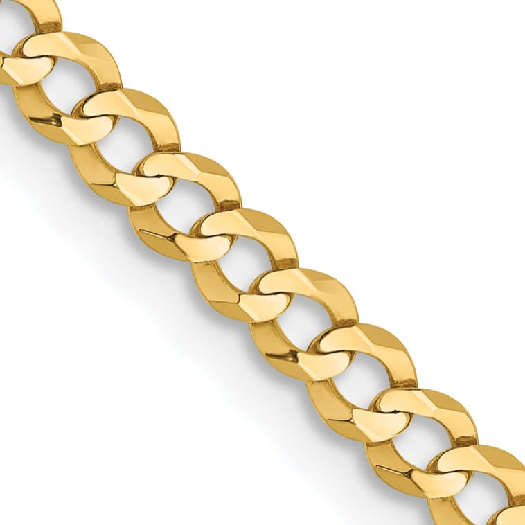 10K Yellow Gold 3.1mm Lightweight Flat Cuban Chain