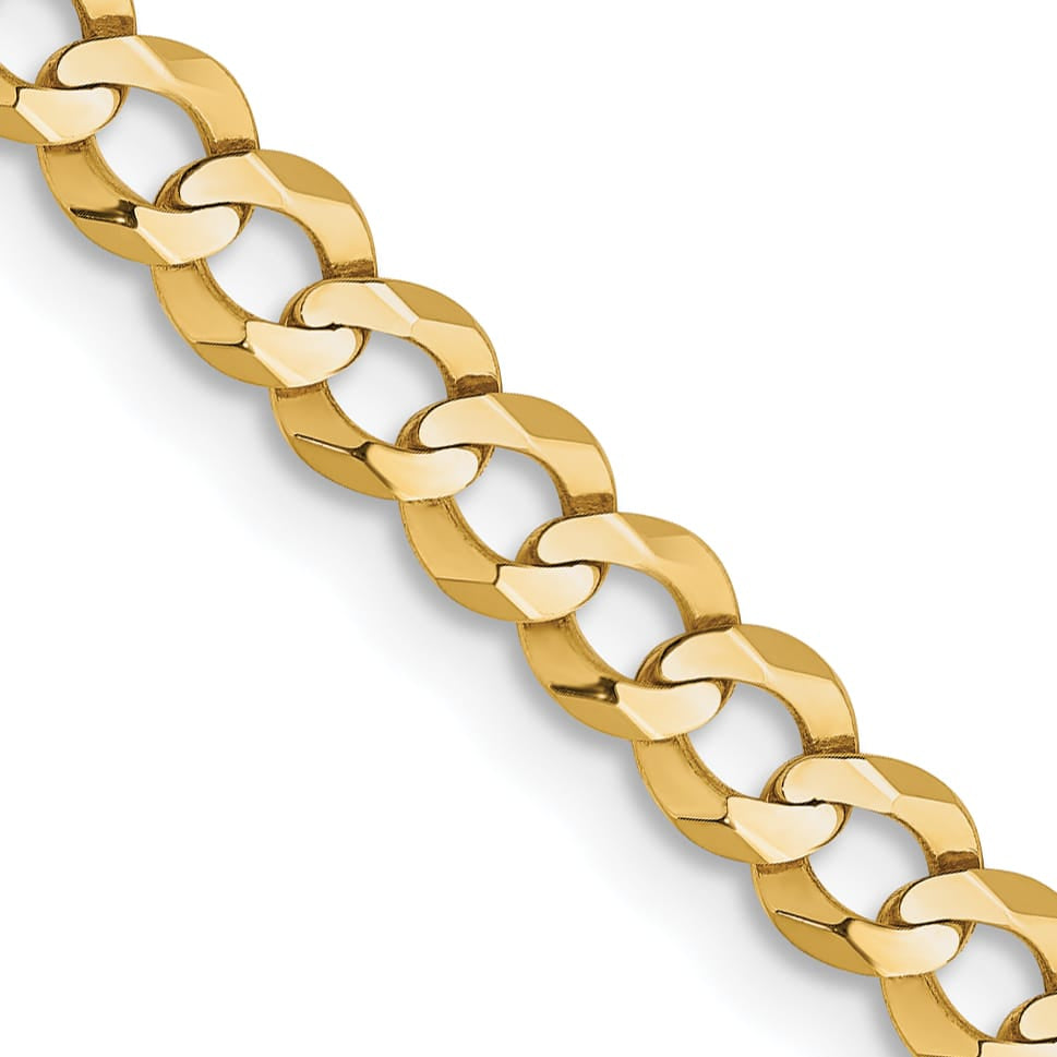 10K Yellow Gold 3.7mm Lightweight Flat Cuban Chain