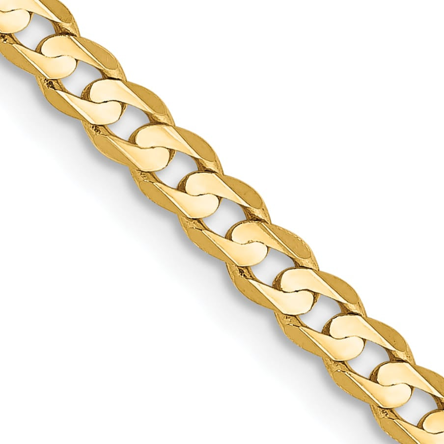 10K Yellow Gold 3mm Open Concave Curb Chain 10K