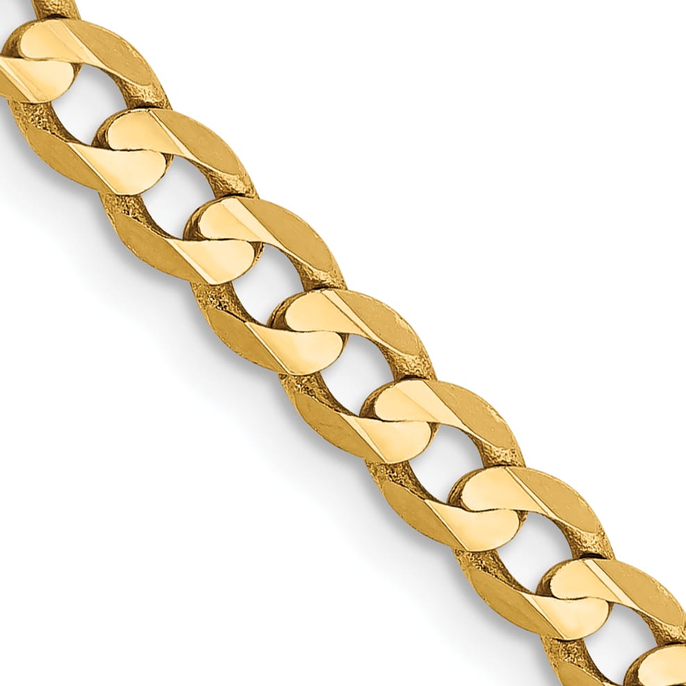 10K Yellow Gold 3.8mm Open Concave Curb Chain 10K