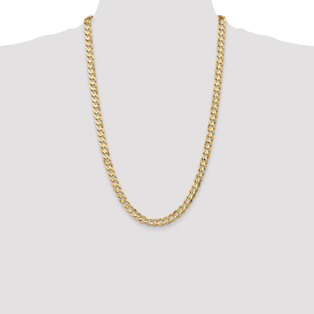 10K Yellow Gold 6.75mm Open Concave Curb Chain 10K