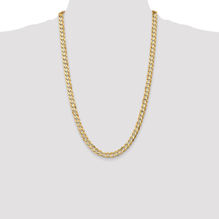 10K Yellow Gold 6.75mm Open Concave Curb Chain 10K