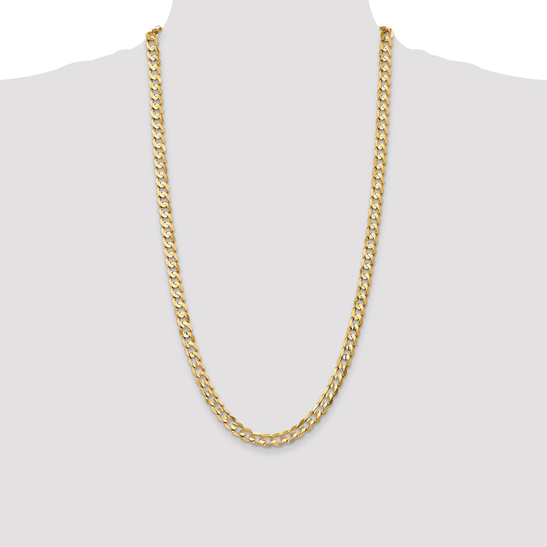 10K Yellow Gold 6.75mm Open Concave Curb Chain 10K