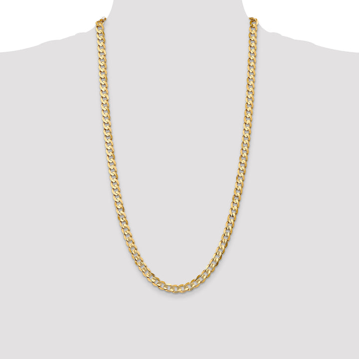 10K Yellow Gold 6.75mm Open Concave Curb Chain 10K
