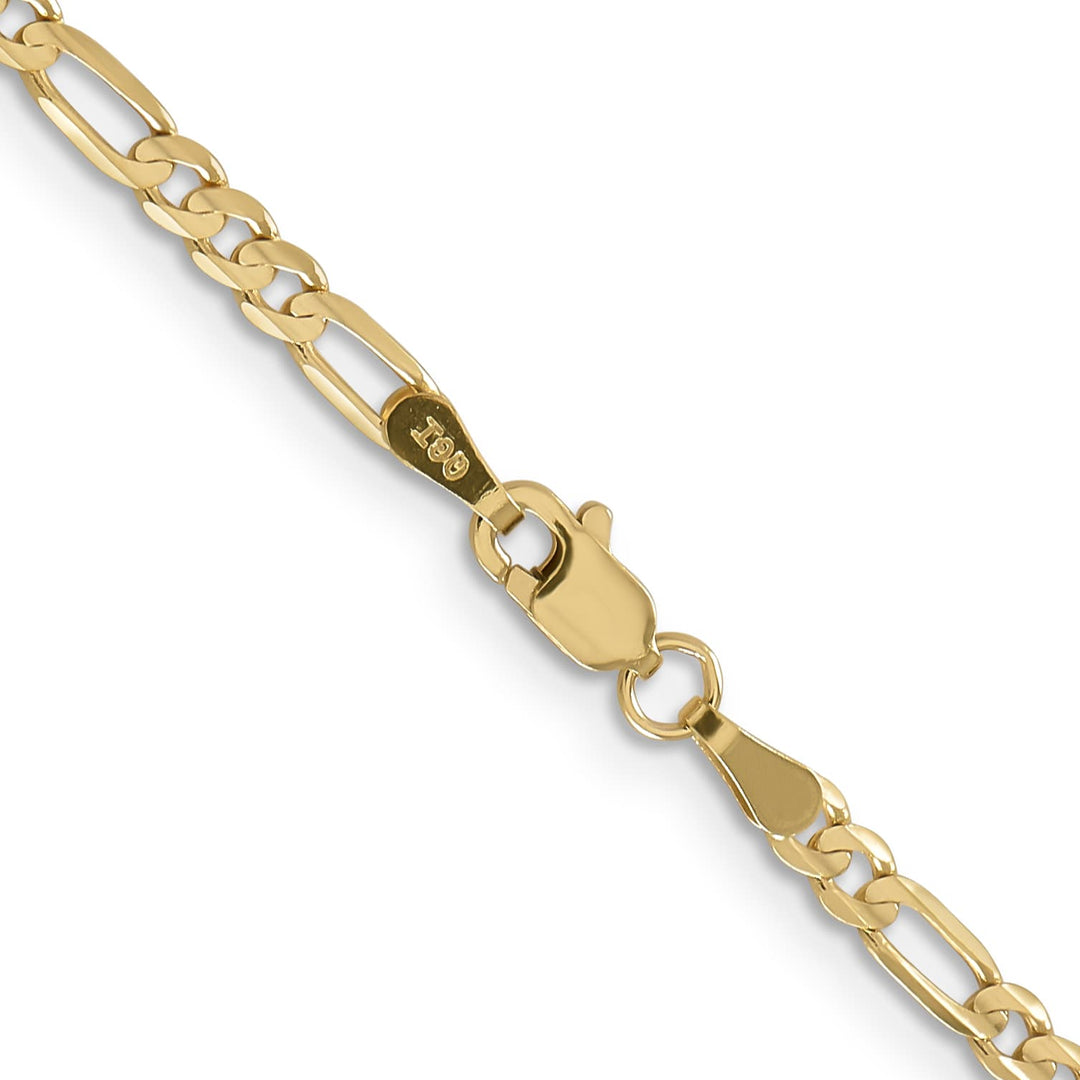 10K Yellow Gold 3mm Concave Figaro Chain