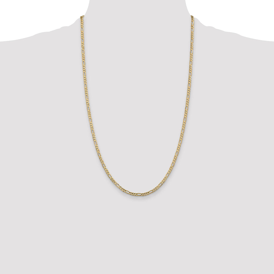 10K Yellow Gold 3mm Concave Figaro Chain
