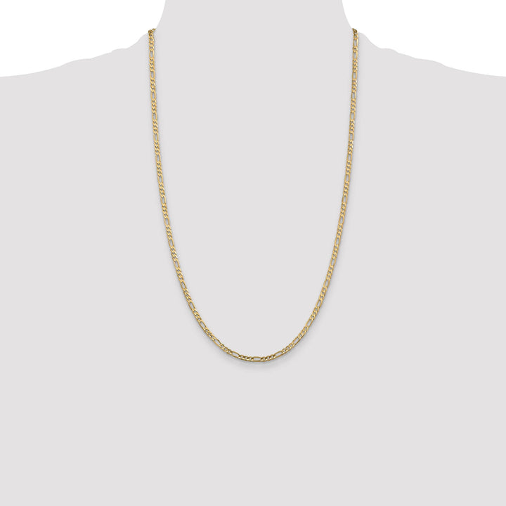 10K Yellow Gold 3mm Concave Figaro Chain
