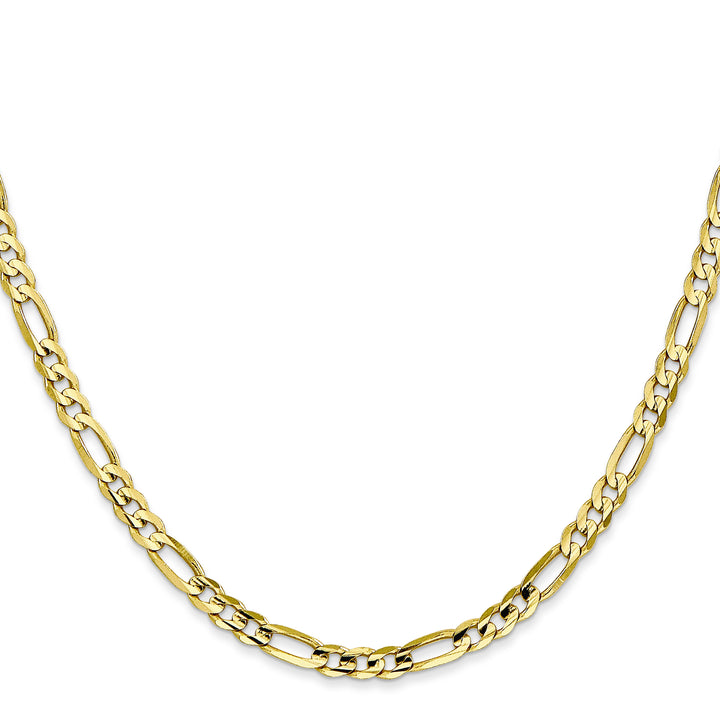 10K Yellow Gold 4mm Concave Open Figaro Chain