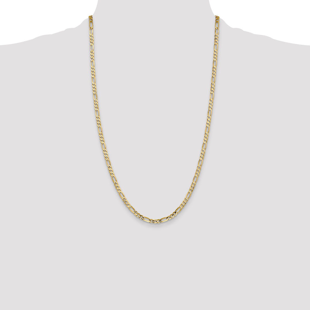 10K Yellow Gold 4mm Concave Open Figaro Chain