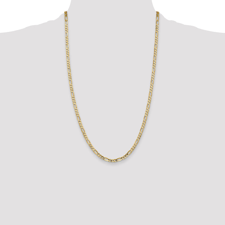 10K Yellow Gold 4mm Concave Open Figaro Chain