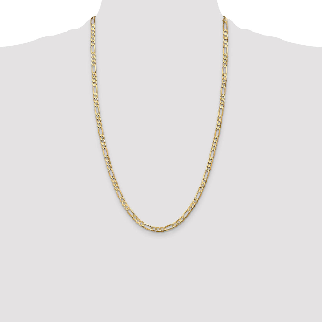 10K Yellow Gold 4.5mm Concave Open Figaro Chain