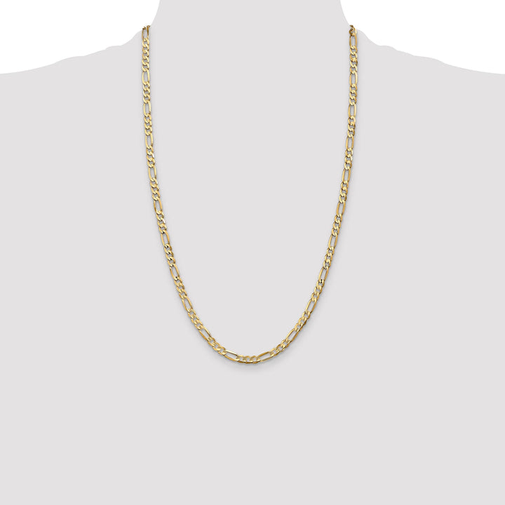 10K Yellow Gold 4.5mm Concave Open Figaro Chain