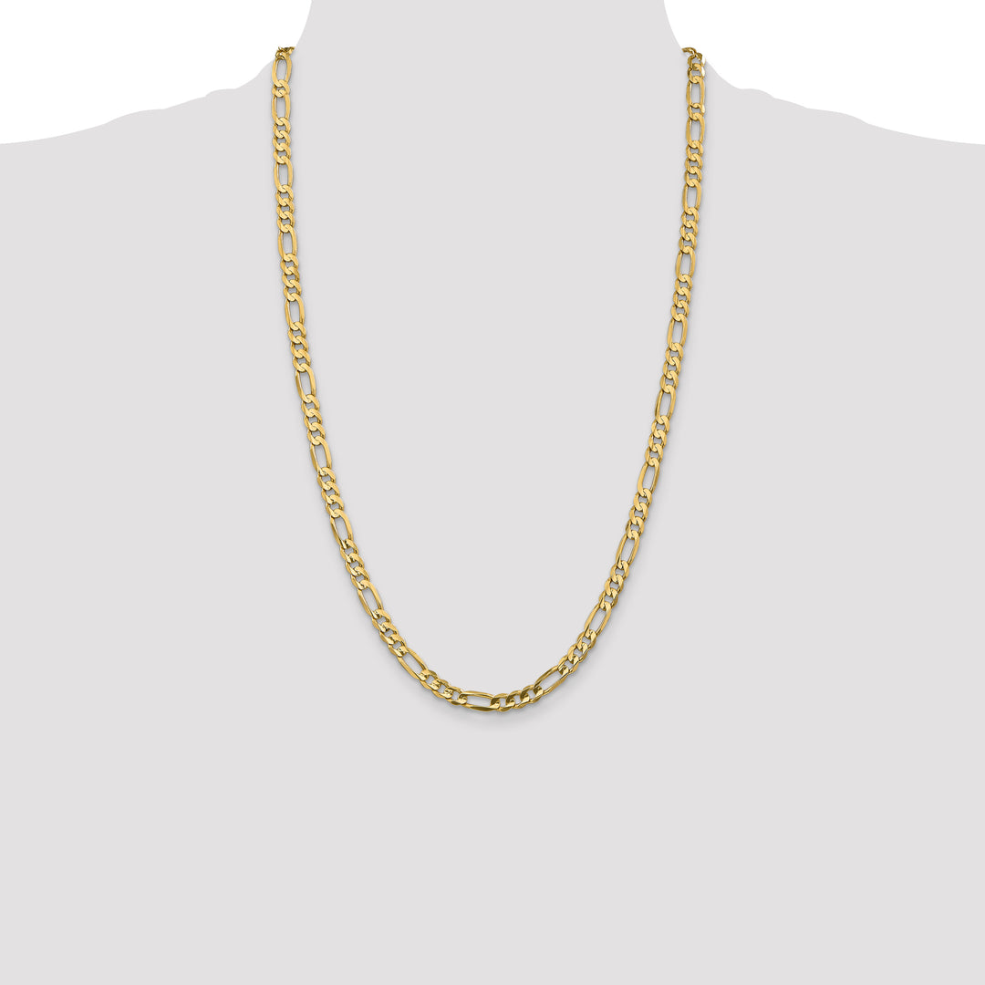 10K Yellow Gold 5.5mm Concave Open Figaro Chain