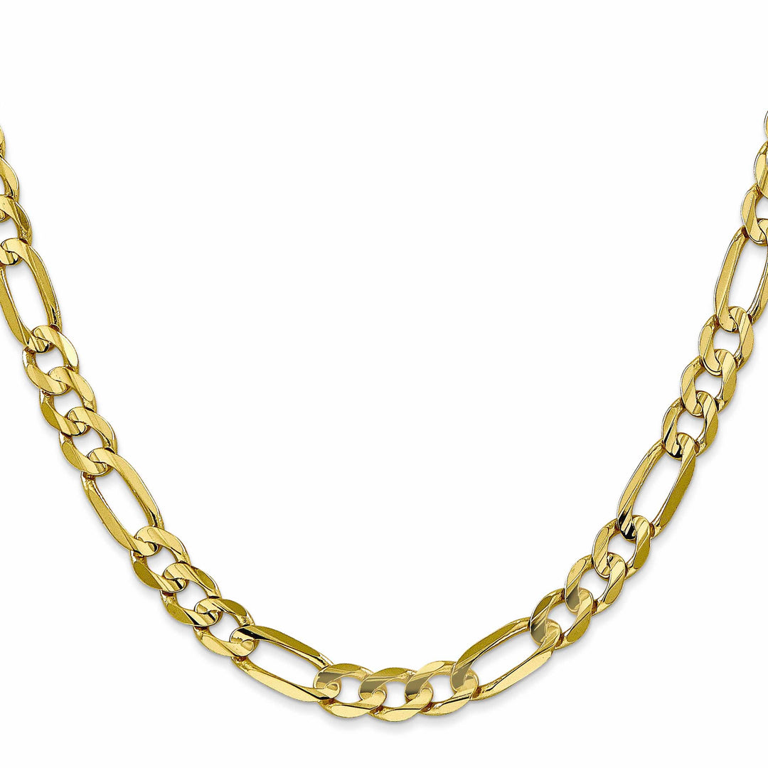 10K Yellow Gold 6mm Concave Open Figaro Chain