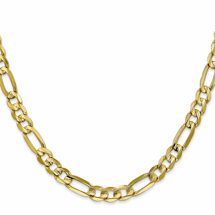 10K Yellow Gold 6mm Concave Open Figaro Chain