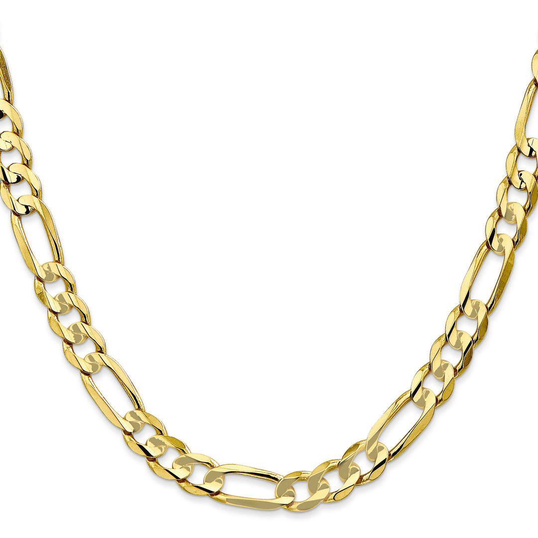 10K Yellow Gold 6.75mm Concave Open Figaro Chain