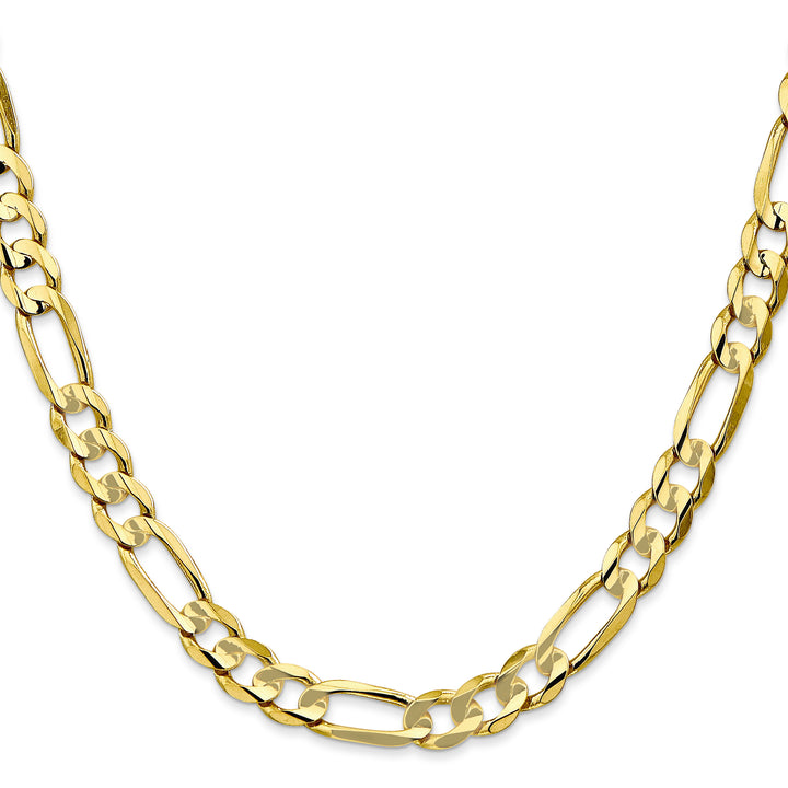 10K Yellow Gold 6.75mm Concave Open Figaro Chain