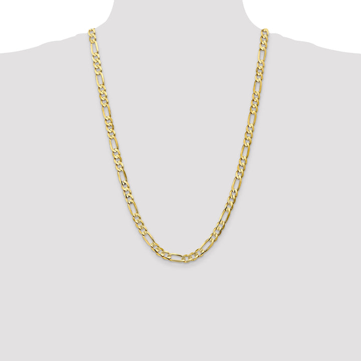 10K Yellow Gold 6.75mm Concave Open Figaro Chain