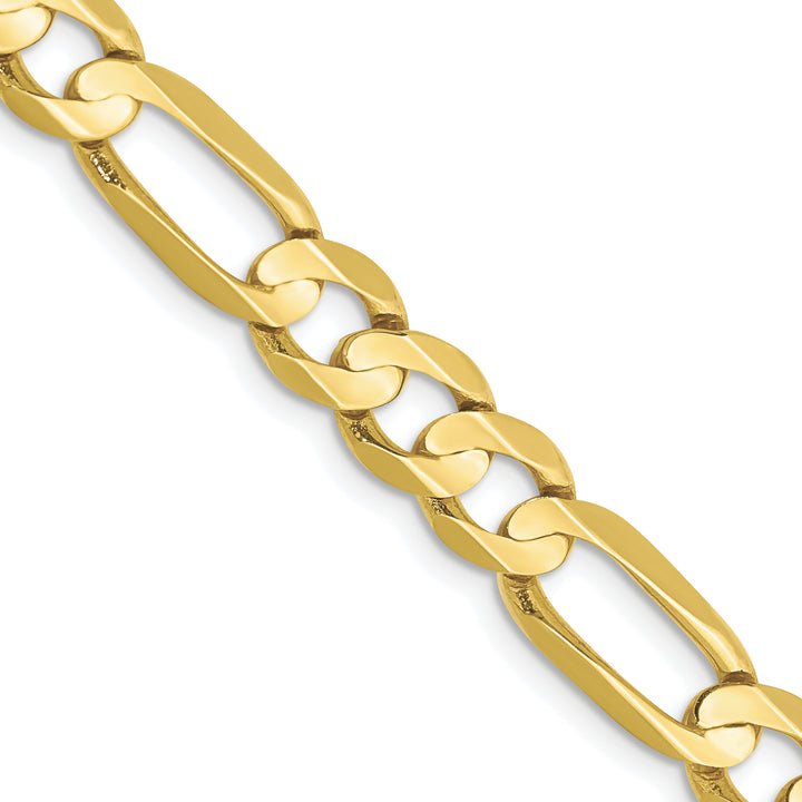 10K Yellow Gold 6.75mm Concave Open Figaro Chain