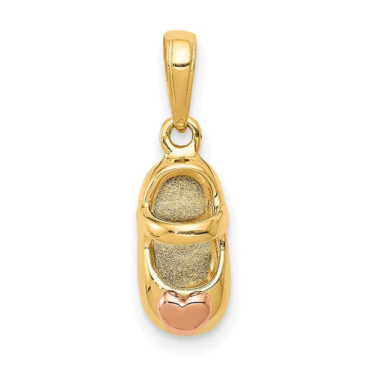 10K Two-Tone Gold Solid Polished 3-D Medium Two-tone Baby Shoe Charm