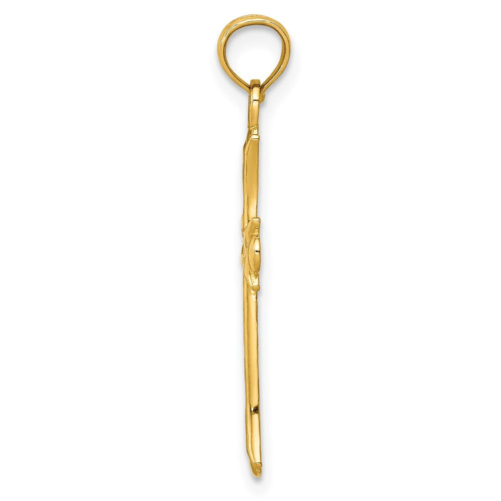 Lovely Rita's Pendants & Charms 10K Yellow Gold Solid Polished Large Fleur de Lis Cross Pendant