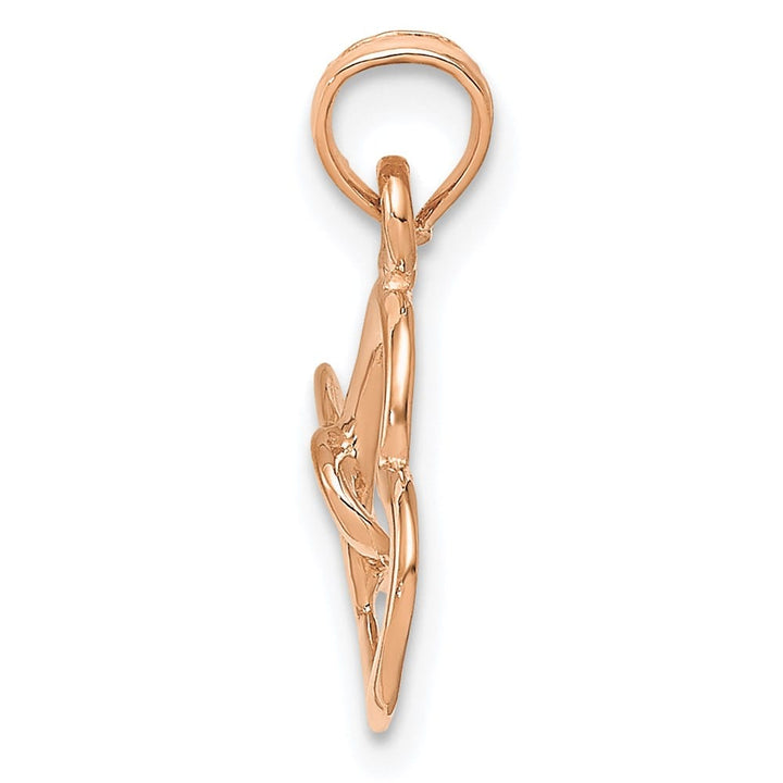 Lovely Rita's Pendants & Charms 10K Rose Gold Solid Polished Medium Intertwined Double Heart Pendant